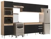 Armário de Cozinha Modulada 5 Peças CP13 Balcão Castanho/Preto - Lumil