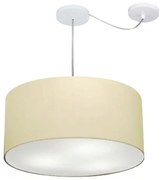 Lustre Pendente Cilíndrico Com Desvio Md-4252 Cúpula em Tecido 55x25cm Algodão Crú - Bivolt