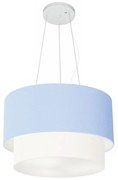 Pendente Cilíndrico Azul Bebê e Branco MJ-4158 Para Mesa de Jantar e Estar