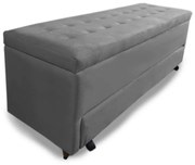 Calçadeira Baú com Sapateira Casal 140cm Paris Suede Cinza - Sheep Estofados - Cinza