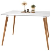 Mesa de Jantar Antonella 120x90 cm Pés Retrô Castanho - D'Rossi - Branco