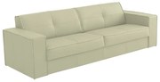 Sofá 3 Lugares Sala de Estar Pés Madeira Laus 242 cm Couro Off White G43 - Gran Belo