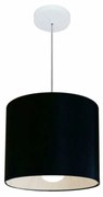 Lustre Pendente Cilíndrico Md-4113 Cúpula em Tecido 30x25cm Preto - Bivolt