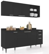 Armário de Cozinha Com Tampo CP10 180cm Pérola Preto Z34      - Mpozen