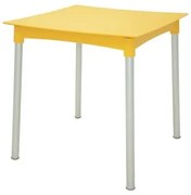 Mesa Tramontina Diana 70x70 cm em Polipropileno Amarelo com Pernas de Alumínio