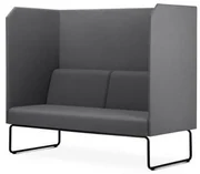 Sofa Privativo Pix com Divisoria e Assento Crepe Cinza Base Aco Preto - 55081 Sun House