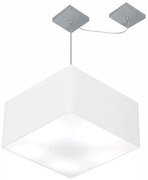 Lustre Pendente Quadrado Com Desvio Md-4271 Cúpula em Tecido 30/40x40cm Branco - Bivolt