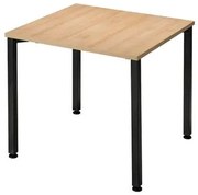 Mesa Parus 4 Lugares 80x80 cm Tampo em MDP 25mm Treviso e Pernas em Aço Preto Roal