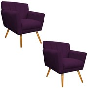 kit 02 Poltronas Laura Palito Mel Suede Roxo - ADJ Decor