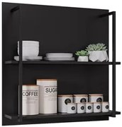 Prateleira Industrial Cozinha Dupla com Painel Flora M24 Preto - Mpoze