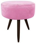 Puff Banqueta Berlim Redondo Suede Rosa Bebê Pés Tabaco D'Rossi