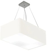 Lustre Pendente Retangular Md-4372 Cúpula em Tecido 60x40cm Branco