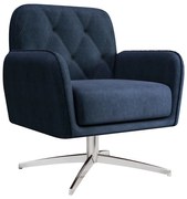 Poltrona Decorativa Mirna Suede Azul Base Giratória G52 - Gran Belo