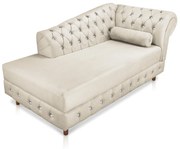 Divã Chesterfield 165 cm Capitonado com Strass Suede D'Rossi - Bege