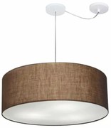 Lustre Pendente Cilíndrico Com Desvio Md-4266 Cúpula em Tecido 60x21cm Café - Bivolt