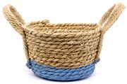 Cesto de Fibra Natural Seagrass Com Fundo Azul 13,5x21x23 cm - D'Rossi