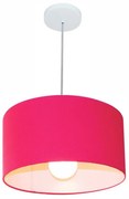 Lustre Pendente Cilíndrico Md-4146 Cúpula em Tecido 40x30cm Rosa Pink - Bivolt