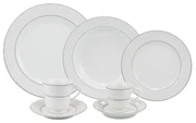 Jogo Jantar 42 Peças Porcelana Maldivas Branco Filete de Ouro