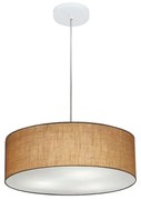 Lustre Pendente Cilíndrico Md-4132 Cúpula em Tecido 40x15cm Palha - Bivolt