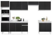 Cozinha Modulada 6 Módulos Composição 8 Branco/Preto - Lumil Móveis