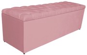 Calçadeira Estofada Liverpool 140 cm Casal Suede Rosa Bebê - ADJ Decor