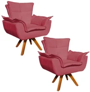Poltrona Sala de Estar Giratória MM30 Kit 2 Opalla Suede D03 - D'Rossi - Rose