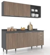 Armário de Cozinha Com Tampo CP10 180cm Pérola Grafite/Freijó Z34 - Mp