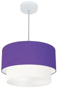 Pendente Cilíndrico Roxo e Branco MJ-4160 Para Mesa de Jantar e Estar