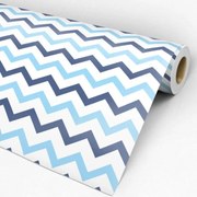 Papel de parede adesivo Chevron azul e branco