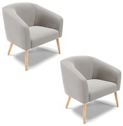 Poltrona Decorativa Pé Palito Natural Kit 2 Stella Veludo Cinza D03 - D'Rossi