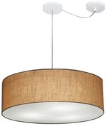 Lustre Pendente Cilíndrico Com Desvio De Centro Md-4259 Cúpula em Tecido 50x15cm Palha - Bivolt