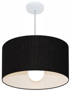 Lustre Pendente Cilíndrico Md-4069 Cúpula em Tecido 50x30cm Preto - Bivolt