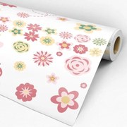 Papel de parede adesivo floral cores opacas