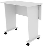 Mesa com rodizio para Escritório Home Office ME4117 MDP Branco G69 - Gran Belo