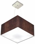 Lustre Pendente Quadrado Md-4195 Cúpula em Tecido 25/40x40cm Café - Bivolt