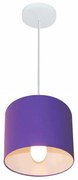 Lustre Pendente Cilíndrico Md-4046 Cúpula em Tecido 18x18cm Roxo - Bivolt