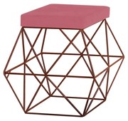 Puff Decorativo Sala de Estar Base Bronze Trixie Suede Rosa G41 - Gran Belo