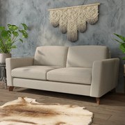 Sofá Sala de Estar Living 3 Lugares 200cm Presley Pés Madeira Linho Off White G52 - Gran Belo