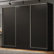 Guarda-Roupa Casal 100% MDF Madesa Royale 3 Portas de Correr Preto Cor:Preto