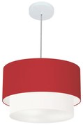 Lustre Pendente Duplo Cilíndrico Vivare Md-4354 Cúpula Tecido 45x40cm - Bivolt