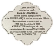 Placa Decorativa Oração Coragem 12x10 cm MDF Branco - D'Rossi