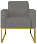 Poltrona Decorativa Isabella Base Industrial Suede Grafite/Dourado G19 - Gran Belo