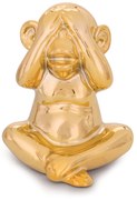 Enfeite Decorativo Macaco Não Vejo Cerâmica Dourado 12,5 cm M02 - D'Rossi