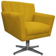 Poltrona Laura Base Giratória de Metal Suede Amarelo - ADJ Decor