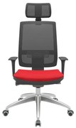 Cadeira Office Brizza Tela Preta Com Encosto Assento Aero Vermelho Autocompensador 126cm - 62989 Sun House