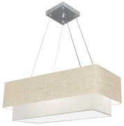 Lustre Pendente Retangular Rustico Bege e Branco MJ-4138 Para Mesa de Jantar e Estar