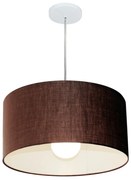 Lustre Pendente Cilíndrico Md-4203 Cúpula em Tecido 45x21cm Café - Bivolt