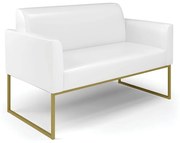 Sofá Namoradeira Base Industrial Dourado Marisa Corano D03 - D'Rossi - Branco