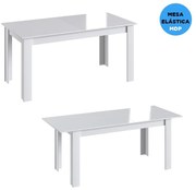 Mesa De Jantar Elástica Extensível Em Mdp 4 Pés - Branco