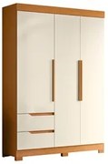 Guarda Roupa Solteiro 3 Portas 2 Gavetas 157cm Vivacce Cinamomo/Off Wh